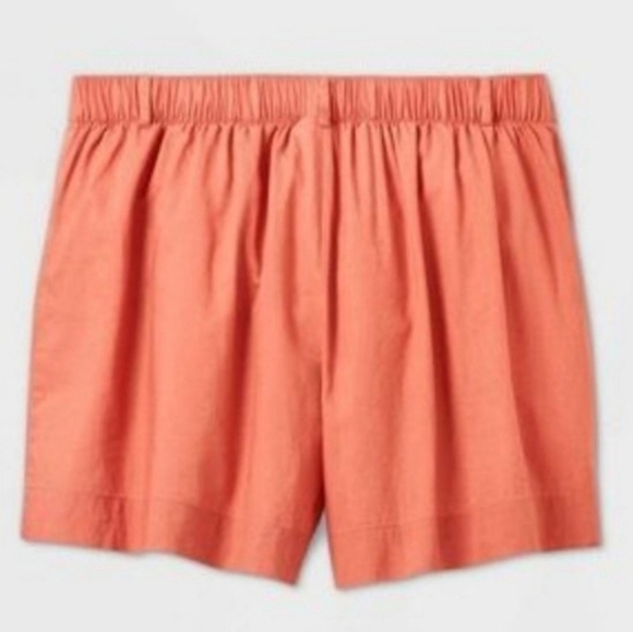 NWT Ava & Viv Plus Size Coral Red Linen Women's Shorts Size 1X - Picture 2 of 16